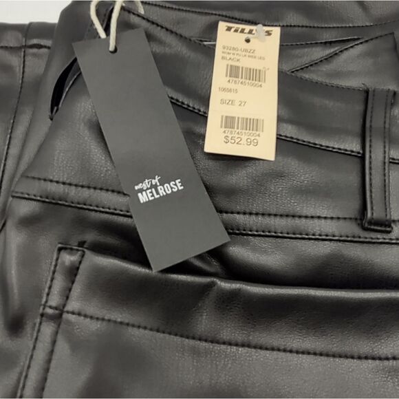 WEST OF MELROSE Faux Leather Low Rise Wide Leg Womens Pants - Picture 5 of 8